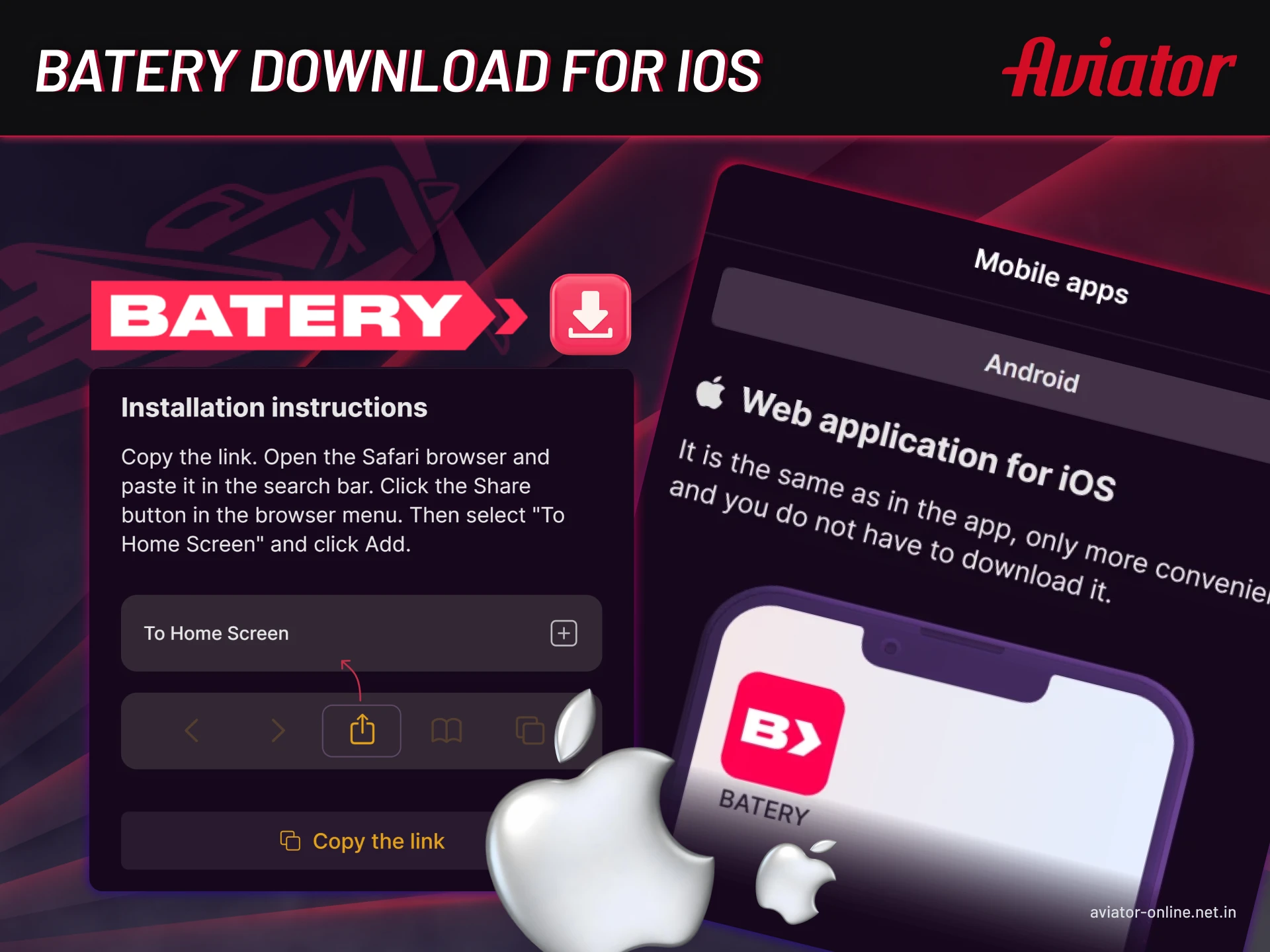 Step-by-step instructions for installing the Batery app.