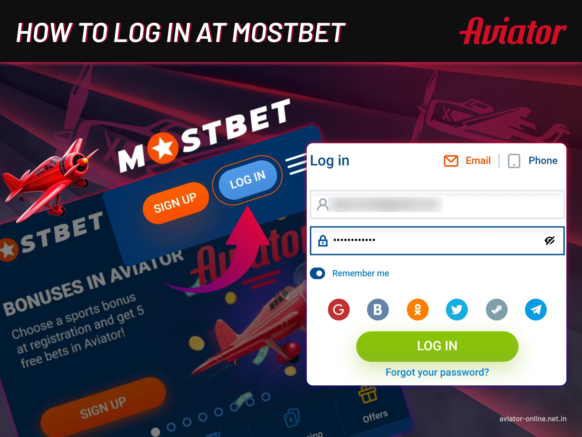 Follow these steps to log in to your Mostbet account.