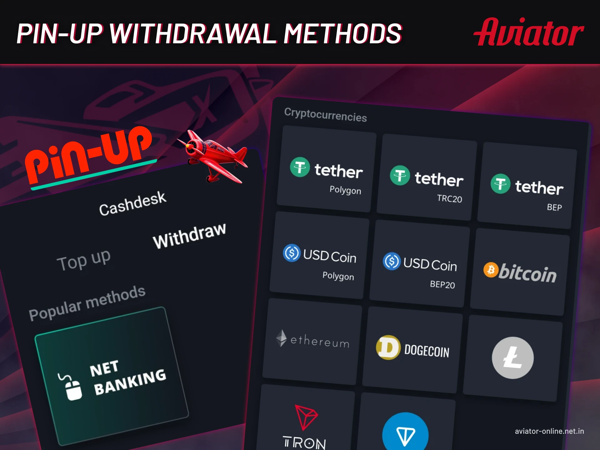 Choose a convenient method for withdrawing funds to your Pin-Up account.