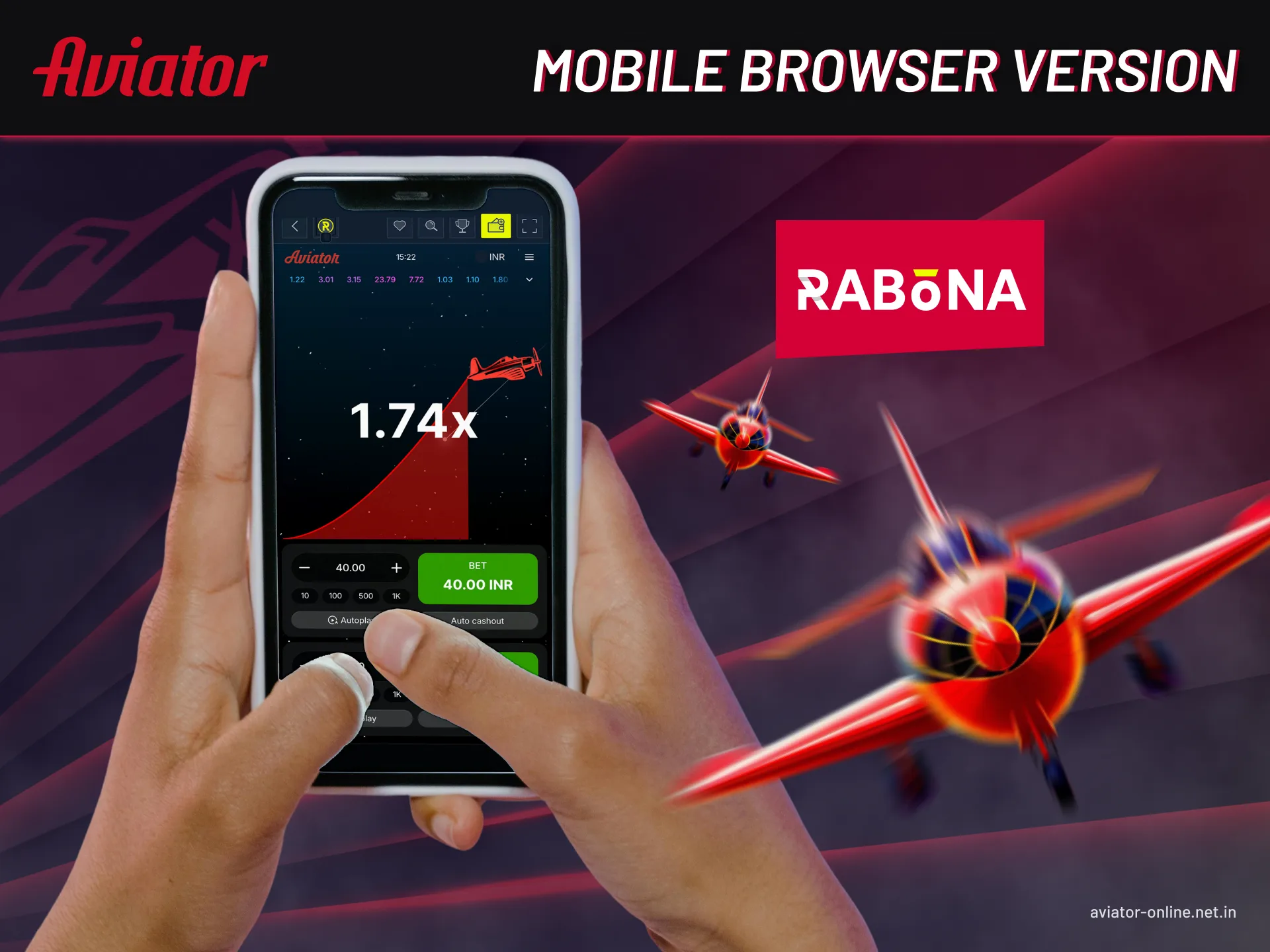 You can play Aviator on Rabona in your mobile browser.