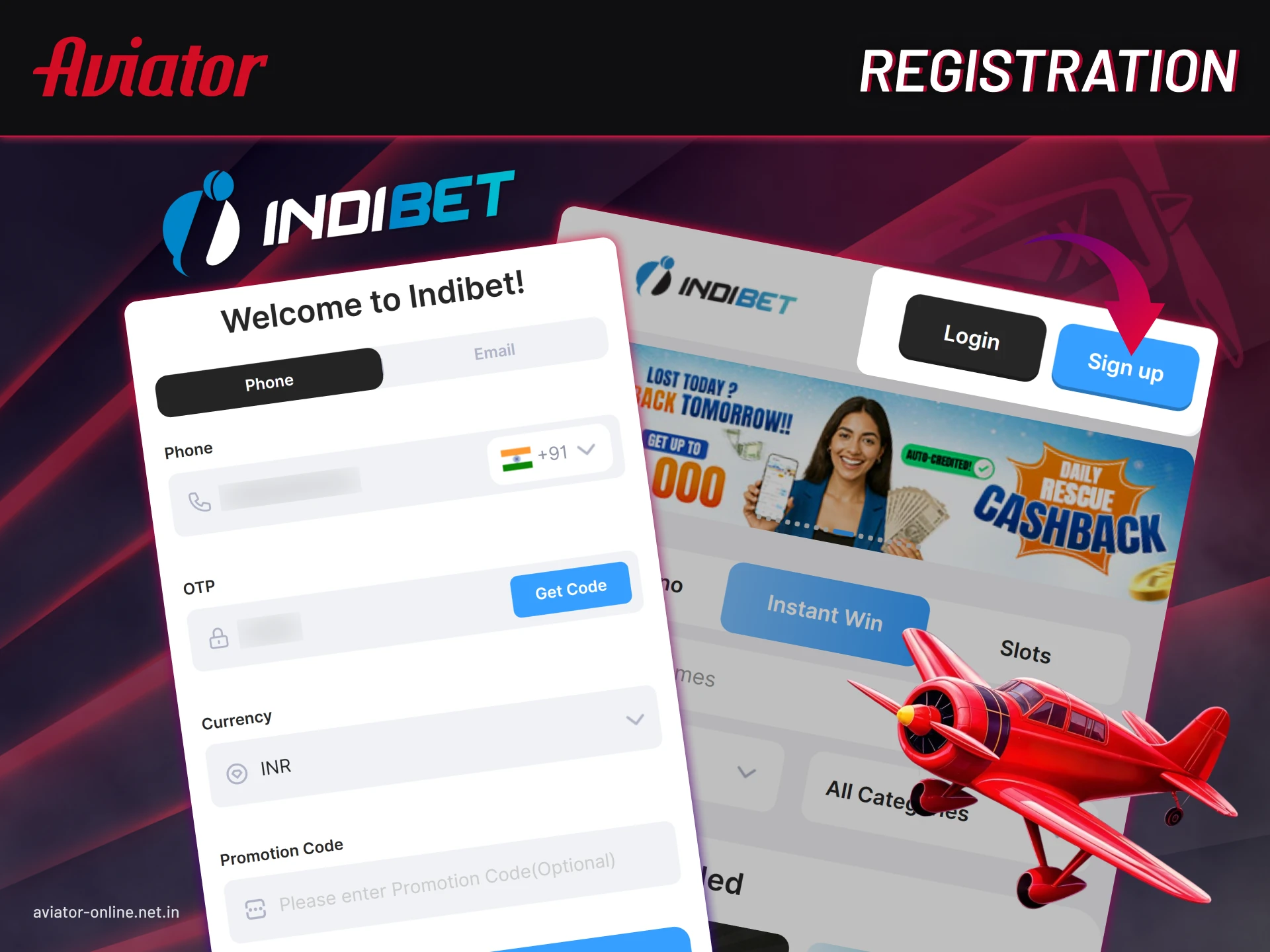 Register on Indibet India to play Aviator with secure and easy sign-up process.